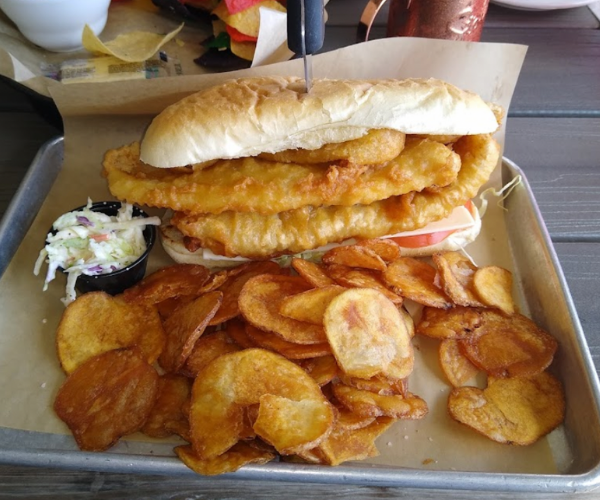 Captn Jacks Fried Fish Sandwich and Chips