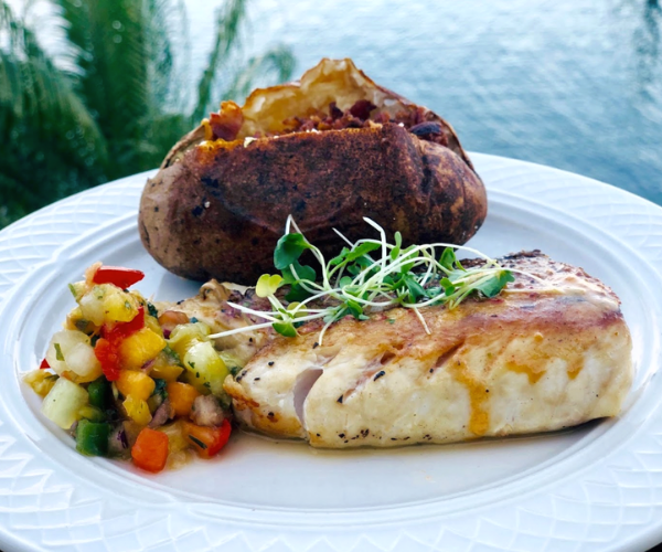 Salt Rock Grill Baked Potato and Grilled Fish
