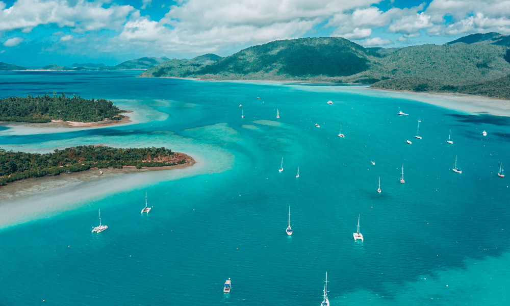 picturesque aerial view of the Whitsundays in Australia